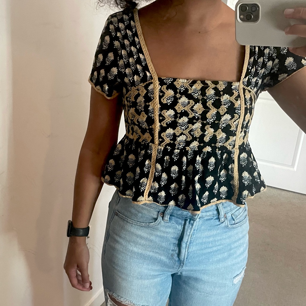 Ae Patterned Crop Top